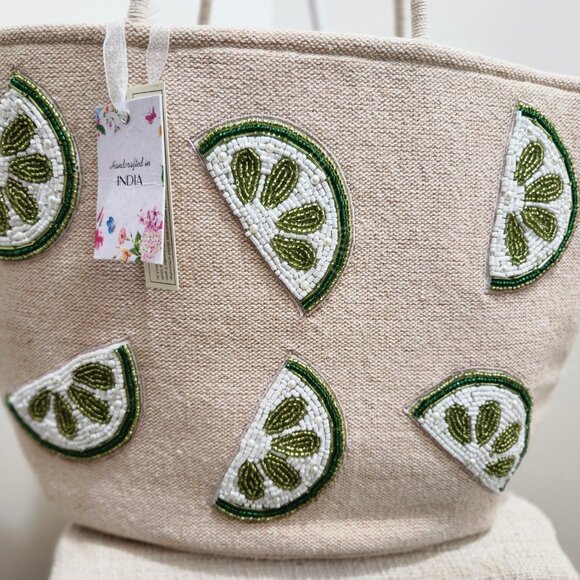 Beaded lime tote - Picture 2 of 6